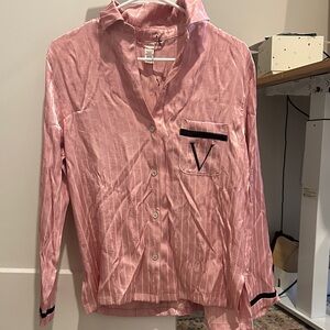 Victoria's Secret Pink Satin Pajama Pants with Black Tie